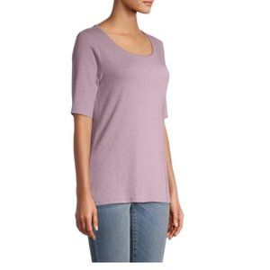 Time and Tru Women's Scoop Neck Elbow Sleeve T-Shirt